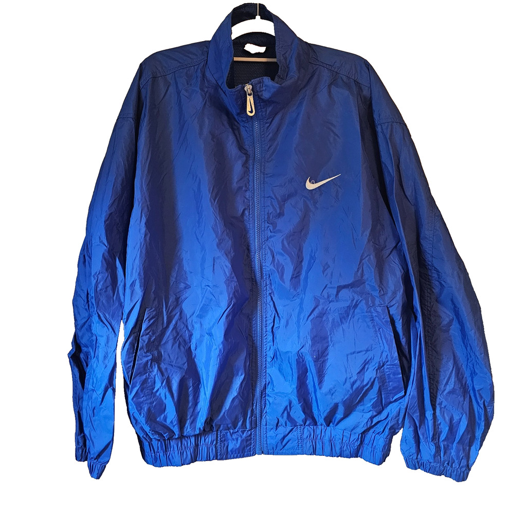 Vintage Nike Blue Windbreaker Jacket – Size Large – Royal Blue Lightweight